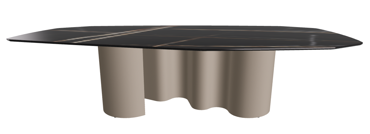 300x130x74h Polygon Shaped_Glossy Sahara Noir_Titanium Embossed