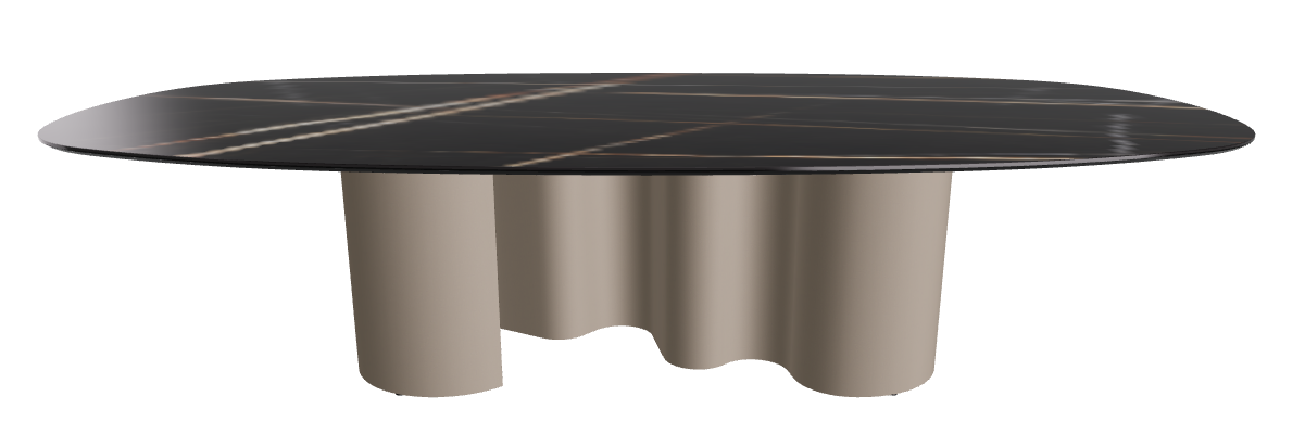 300x150x74h Biscuit Shaped_Glossy Sahara Noir_Titanium Embossed