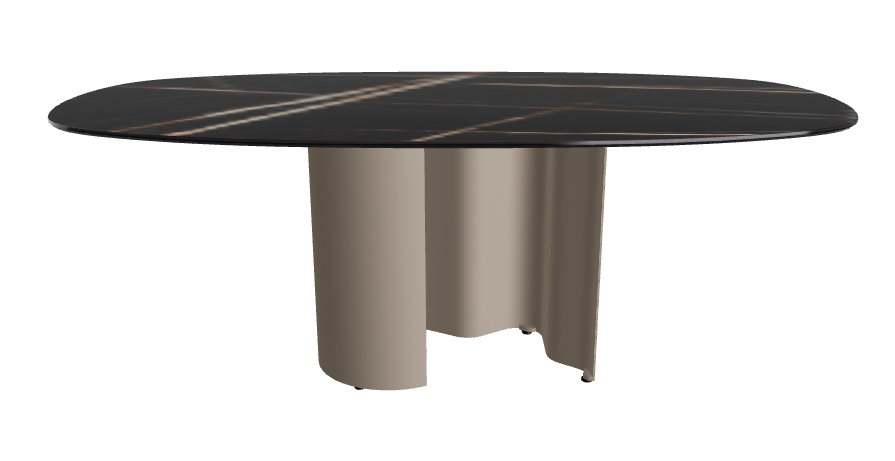 200x100x74h Bisuit Shaped_Glossy Sahara Noir_Titanium Embossed