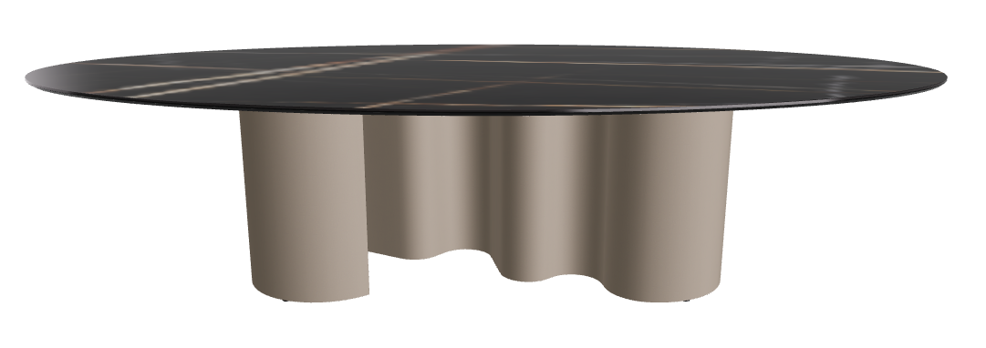 300x150x74h Oval Shaped_Glossy Sahara Noir_Titanium Embossed