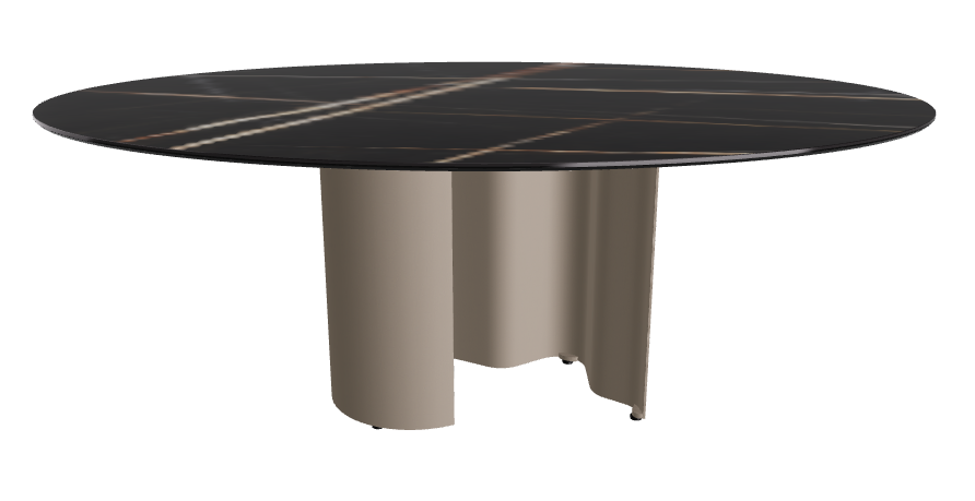 200x120x74h Oval Shaped_Glossy Sahara Noir_Titanium Embossed