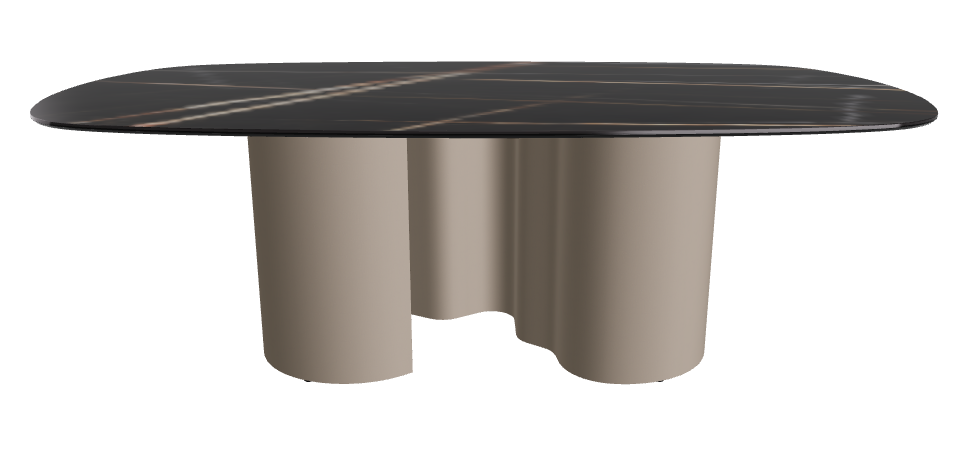 220x120x74h Biscuit Shaped_Glossy Sahara Noir_Titanium Embossed