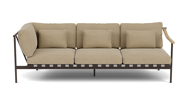 Barlow Tyrie Around Deep Seating Triple Lounge Sofa with Aluminium Left Arm and Teak Right Arm