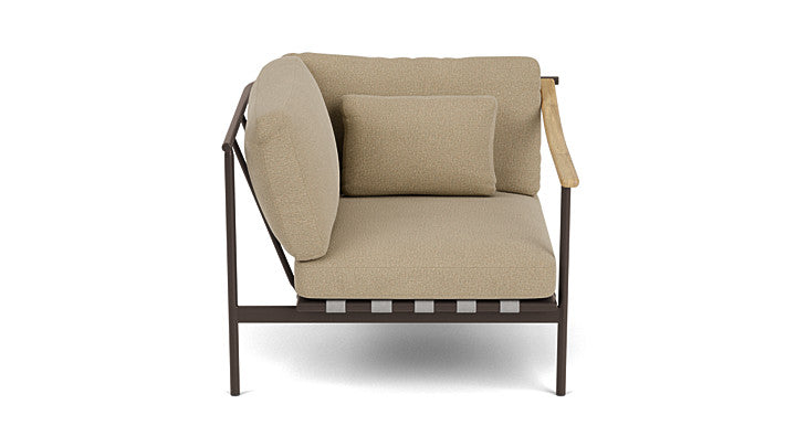 Barlow Tyrie Around Deep Seating Single Lounge Chair with Aluminium Left Arm and Teak Right Arm