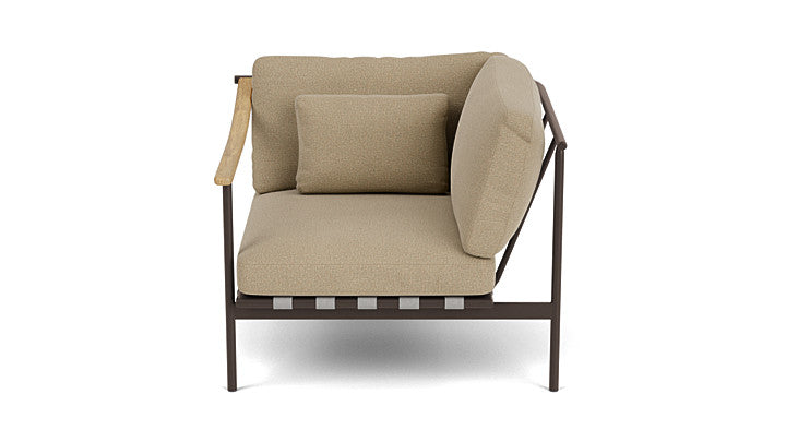 Barlow Tyrie Around Deep Seating Single Lounge Chair with Teak Left Arm and Aluminium Right Arm