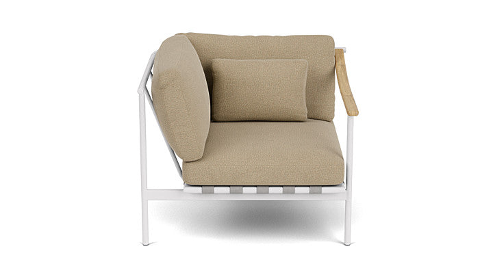 Barlow Tyrie Around Deep Seating Single Lounge Chair with Aluminium Left Arm and Teak Right Arm