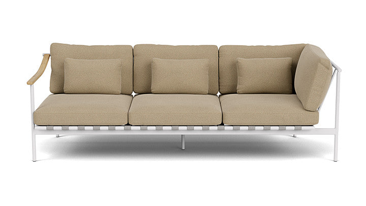 Barlow Tyrie Around Deep Seating Triple Lounge Sofa with Teak Left Arm and Aluminium Right Arm