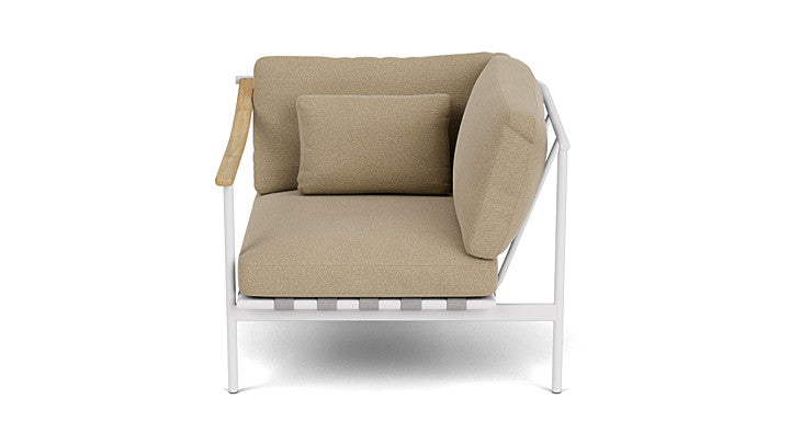 Barlow Tyrie Around Deep Seating Single Lounge Chair with Teak Left Arm and Aluminium Right Arm