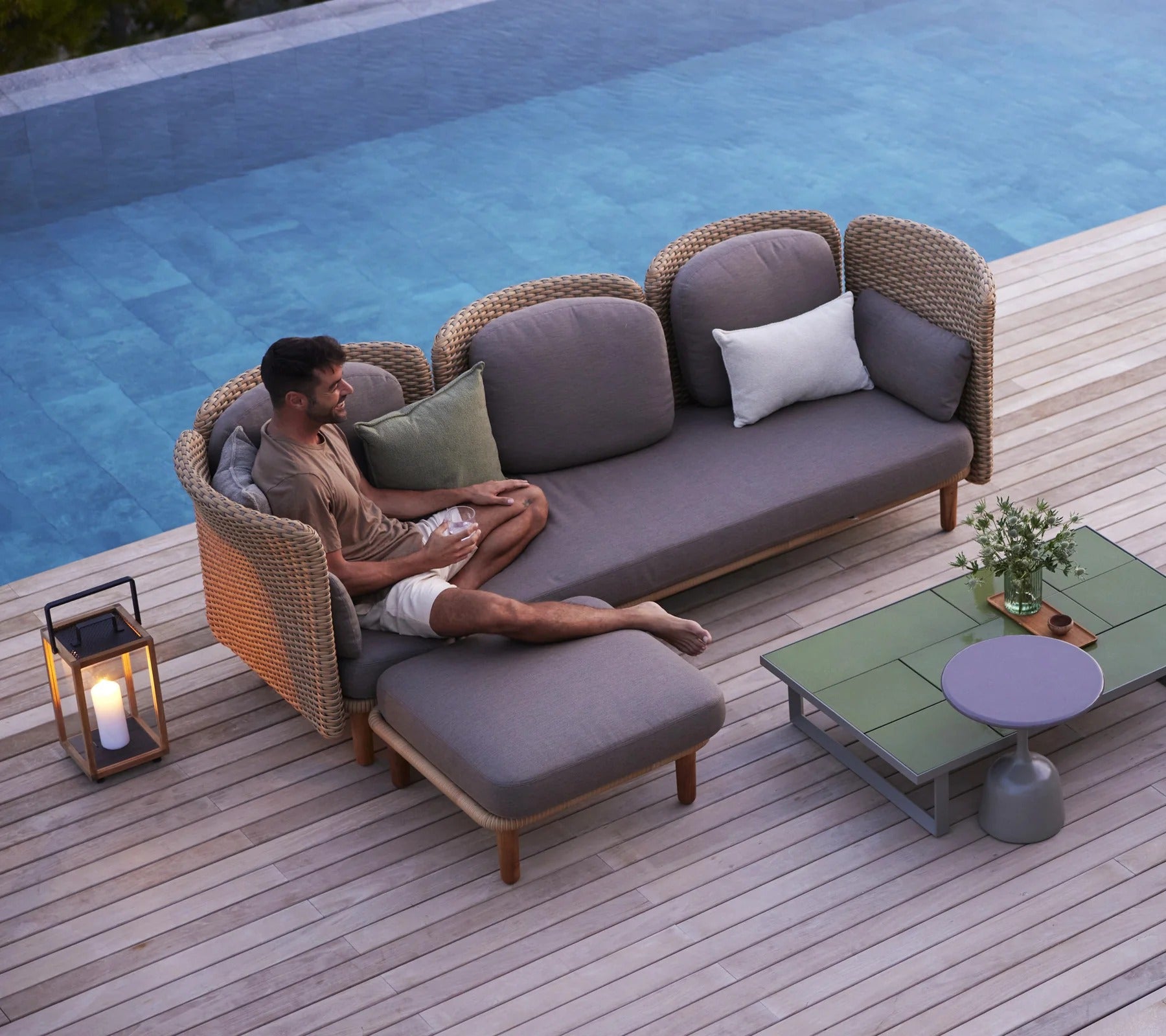 Cane-line Arch 3-Seat Sofa Low Arm and Backrest & Chaise Longue