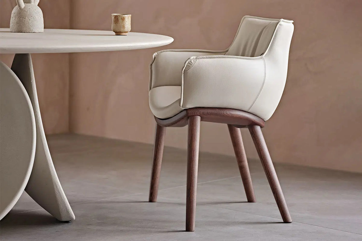 Cattelan Italia Rhonda Wood Dining Armchair – Fabric‚ Micro Nubuk & Synthetic Leather