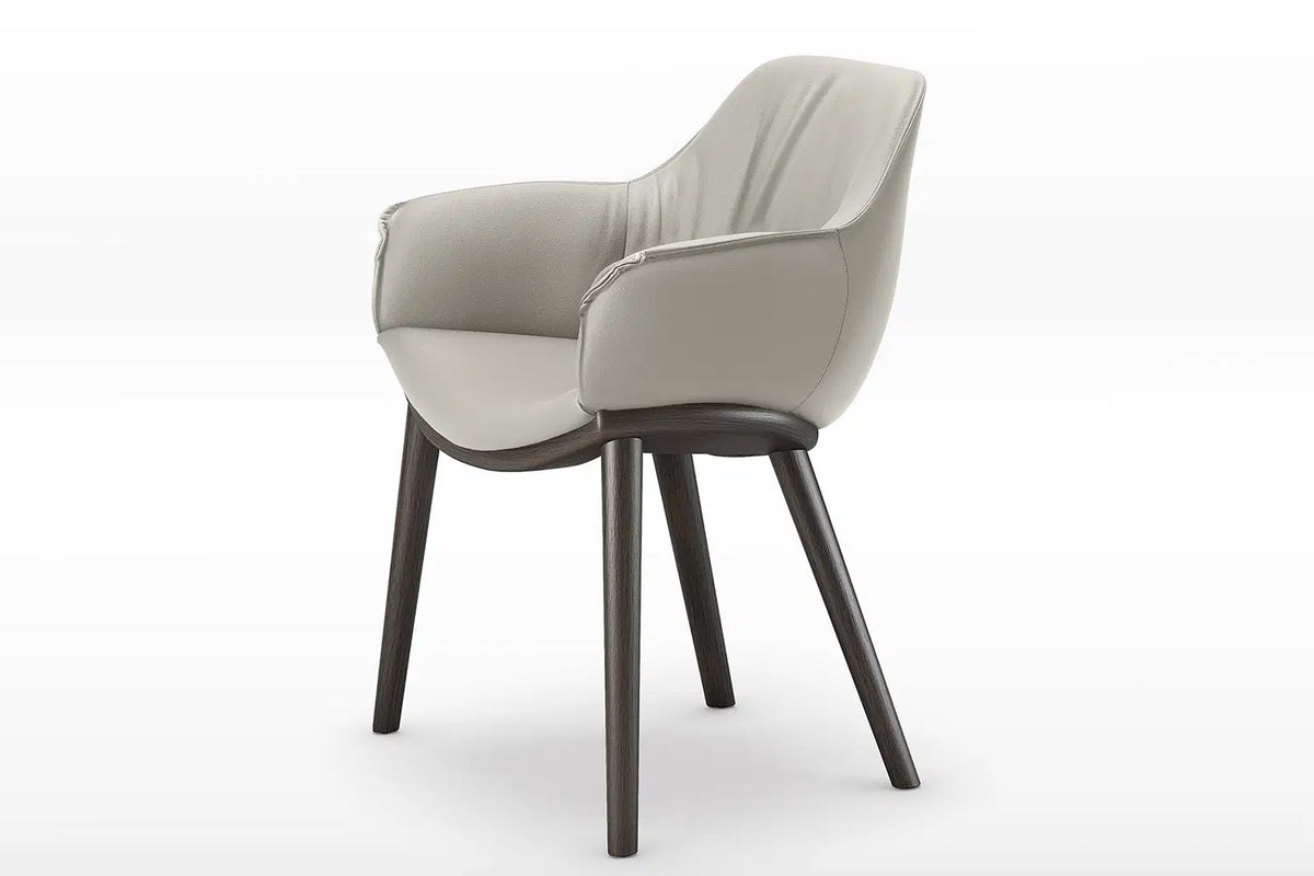 Cattelan Italia Scarlett Wood Dining Armchair – Soft Leather & Glove Soft Leather