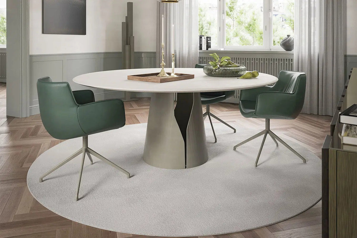 Cattelan Italia Rhonda Turn Swivel Dining Armchair – Synthetic Leather & Micro Nubuk