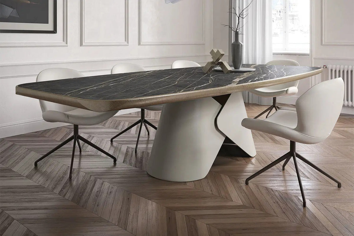 Cattelan Italia Rachel Turn Swivel Dining Armchair – Synthetic Leather & Micro Nubuk