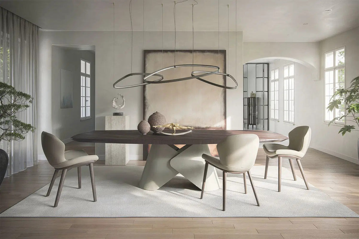 Cattelan Italia Rachel Wood Dining Armchair – Fabric, Micro Nubuk & Synthetic Leather