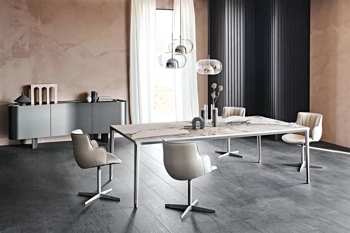 Cattelan Italia Rihanna X Swivel Dining Armchair – Fabric, Micro Nubuk & Synthetic Leather
