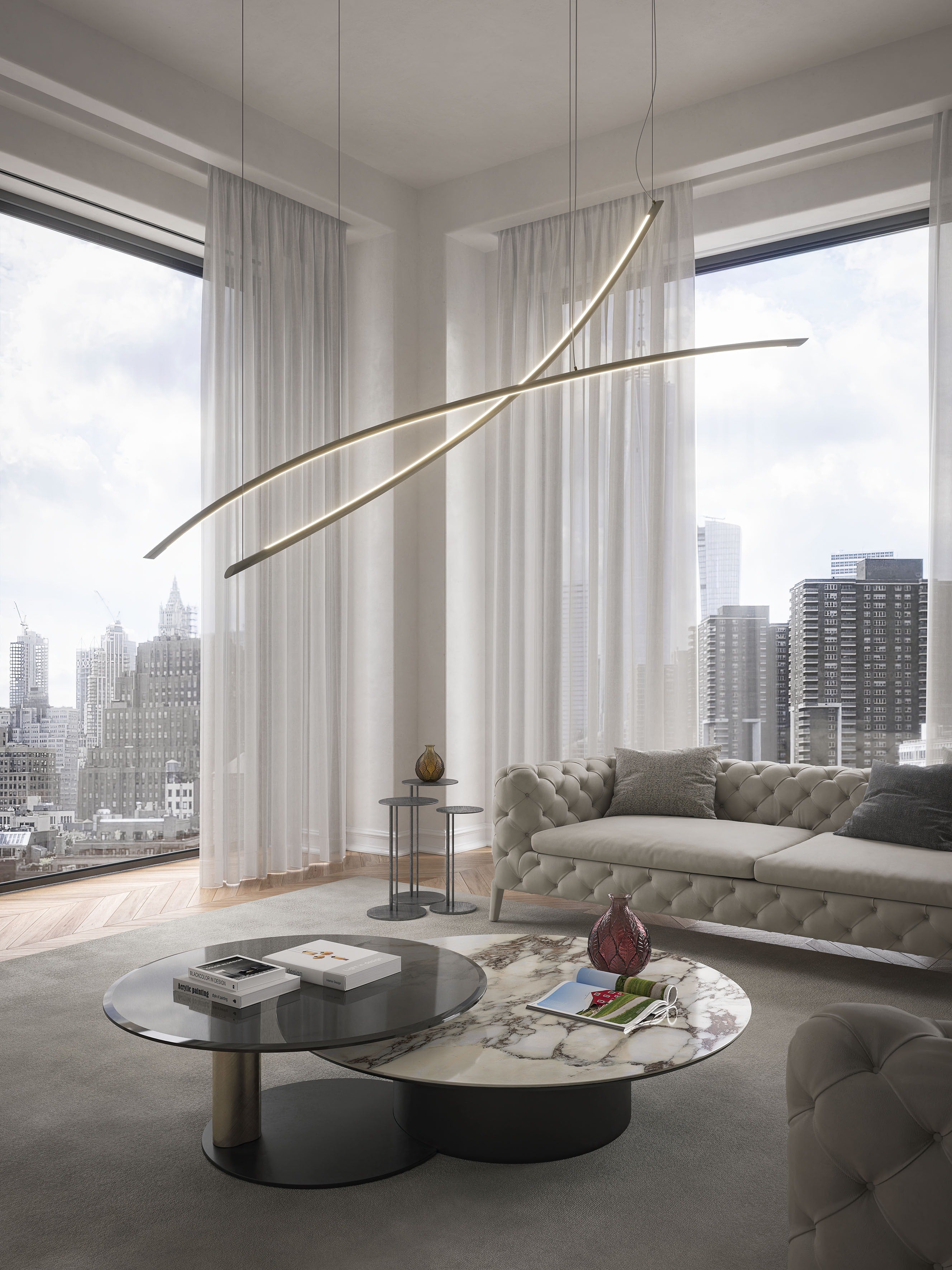 Cattelan Italia Katana Magnum Steel Framed Ceiling Lamp