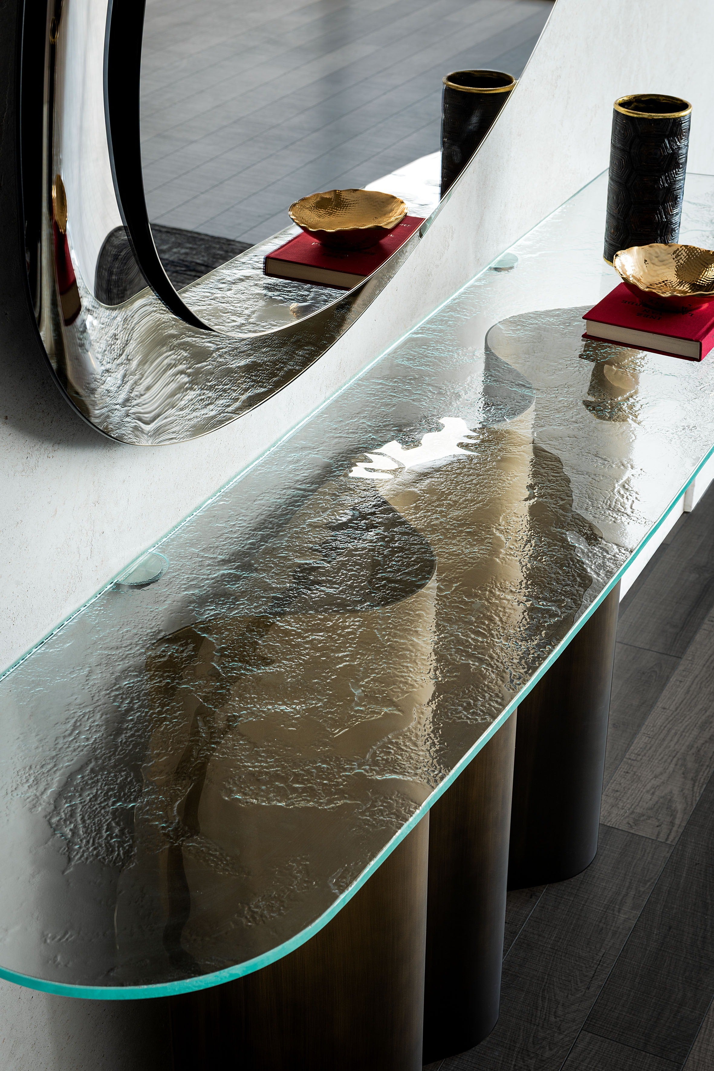 Cattelan Italia Nettuno Console With Titanium and Bronze Base