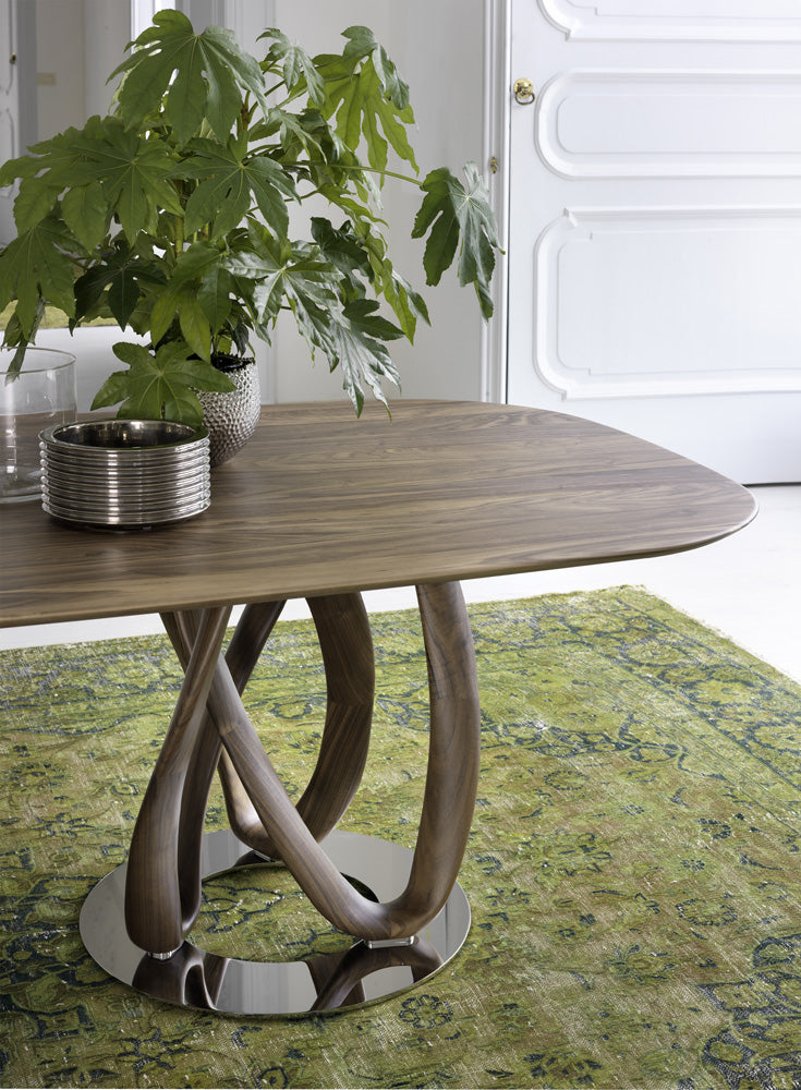 Porada Infinity Oval Wood Dining Table Dual Base