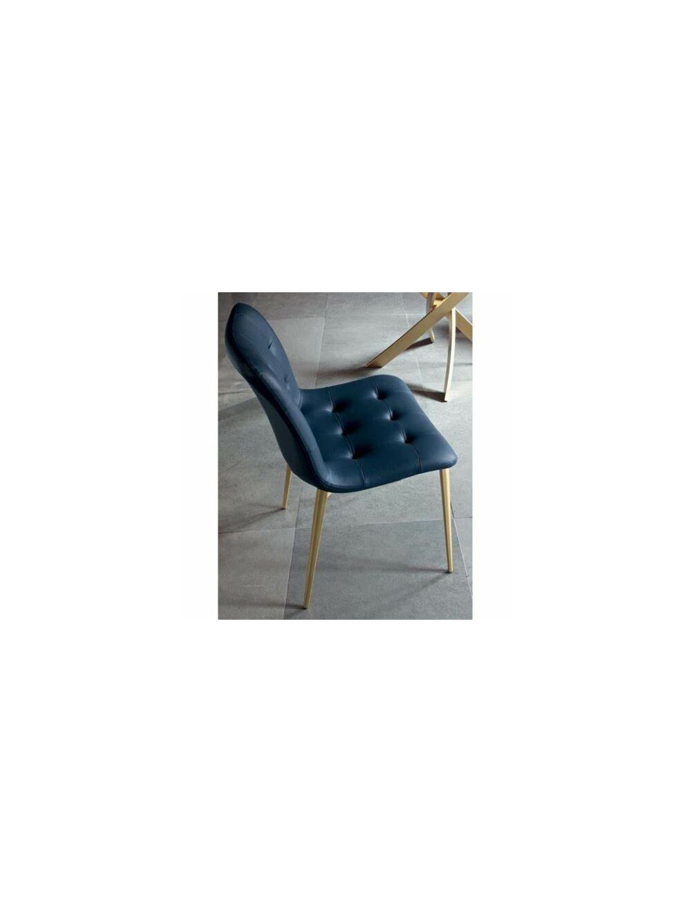 Ex-Display *50%* Discount - 6 X Bontempi Kuga Slim Dining Chairs - Premium Nappa Leather Air Force Blue With Natural Silver Legs