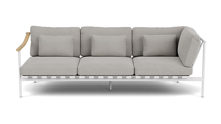 Barlow Tyrie Around Deep Seating Triple Lounge Sofa with Teak Left Arm and Aluminium Right Arm