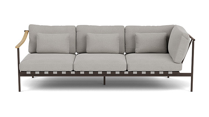 Barlow Tyrie Around Deep Seating Triple Lounge Sofa with Teak Left Arm and Aluminium Right Arm