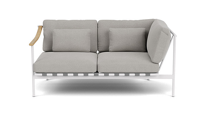 Barlow Tyrie Around Deep Seating Double Lounge Sofa with Teak Left Arm and Aluminium Right Arm