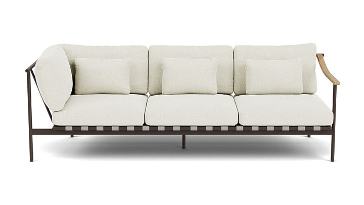 Barlow Tyrie Around Deep Seating Triple Lounge Sofa with Aluminium Left Arm and Teak Right Arm