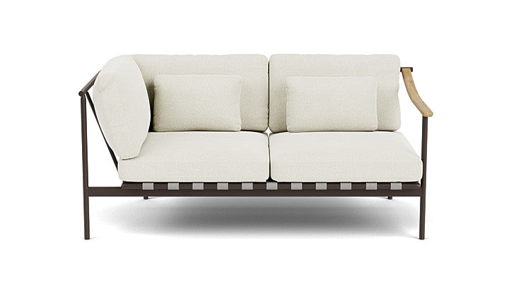 Barlow Tyrie Around Deep Seating Double Lounge Sofa with Aluminium Left Arm and Teak Right Arm