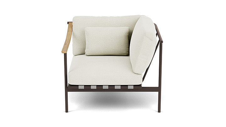 Barlow Tyrie Around Deep Seating Single Lounge Chair with Teak Left Arm and Aluminium Right Arm