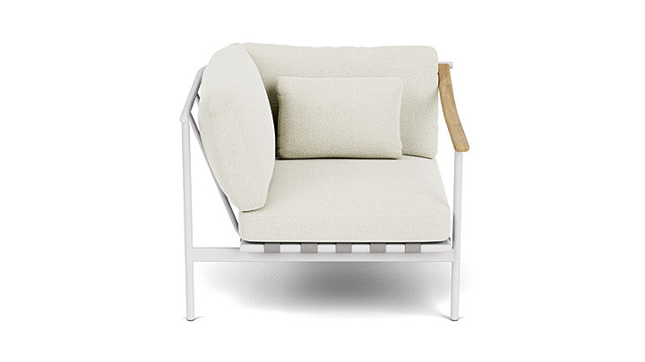 Barlow Tyrie Around Deep Seating Single Lounge Chair with Aluminium Left Arm and Teak Right Arm