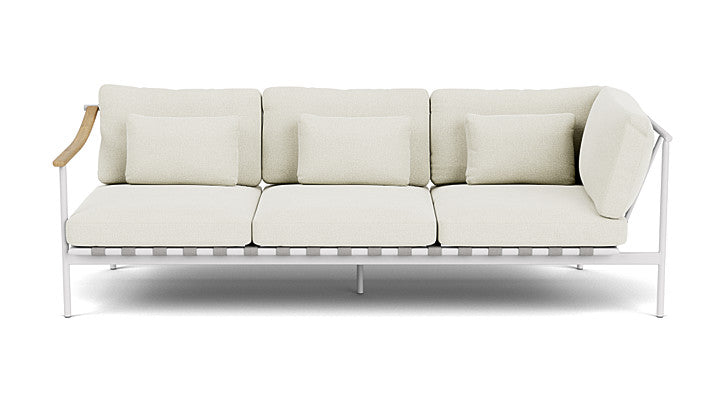 Barlow Tyrie Around Deep Seating Triple Lounge Sofa with Teak Left Arm and Aluminium Right Arm