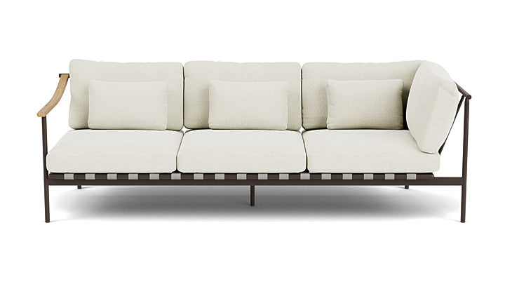 Barlow Tyrie Around Deep Seating Triple Lounge Sofa with Teak Left Arm and Aluminium Right Arm