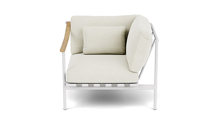 Barlow Tyrie Around Deep Seating Single Lounge Chair with Teak Left Arm and Aluminium Right Arm