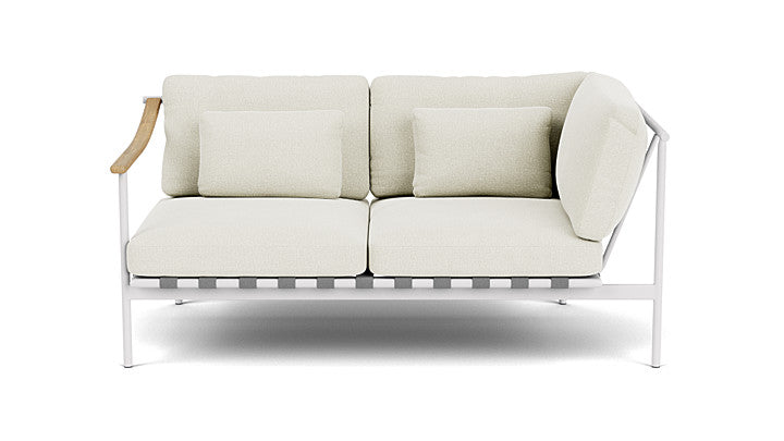 Barlow Tyrie Around Deep Seating Double Lounge Sofa with Teak Left Arm and Aluminium Right Arm