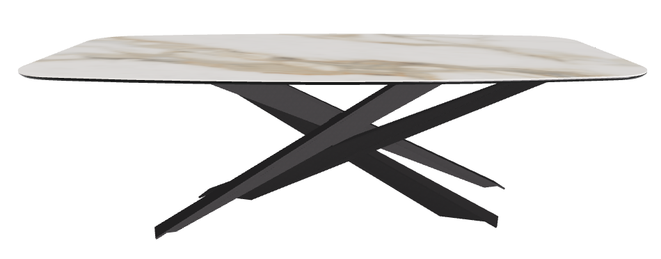 240x120x74.5h Barrel Shaped_Matt Borghini Calacatta_Black Embossed