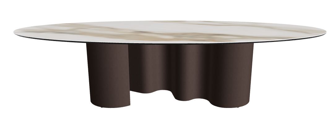 300x150x74h Oval Shaped_Matt Borghini Calacatta_Bronze Embossed