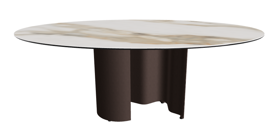 200x120x74h Oval Shaped_Matt Borghini Calacatta_Bronze Embossed