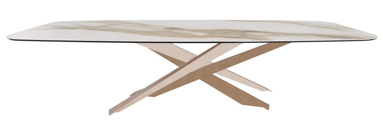 300x120x74.5h Barrel Shaped_Matt Borghini Calacatta_Brushed Bronze