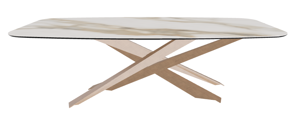 240x120x74.5h Barrel Shaped_Matt Borghini Calacatta_Brushed Bronze