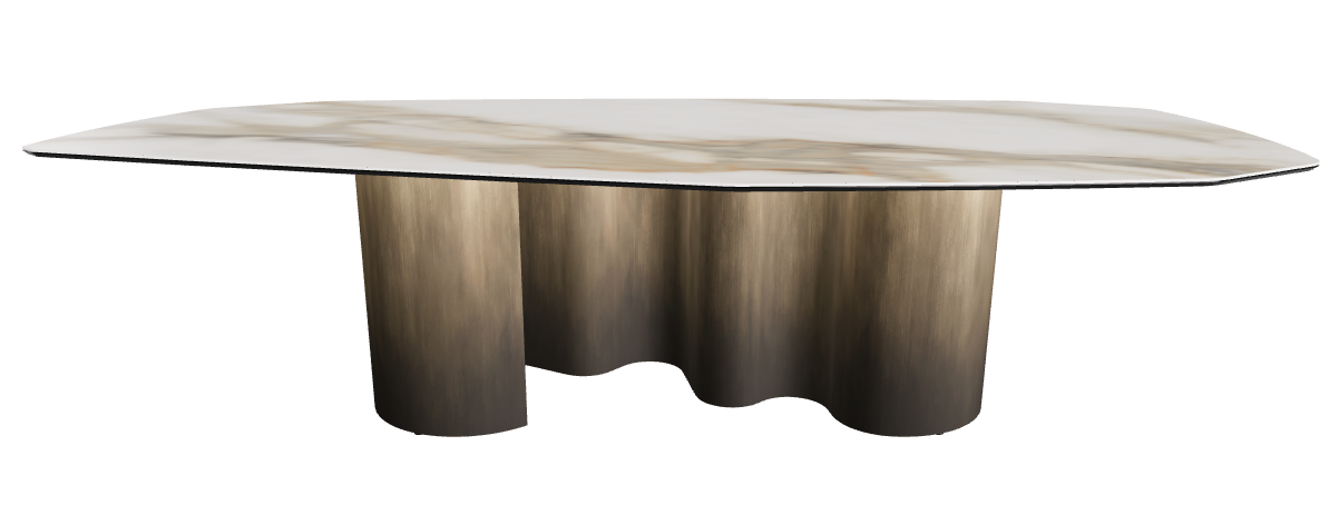 300x130x74h Polygon Shaped_Matt Borghini Calacatta_Oxy Brass