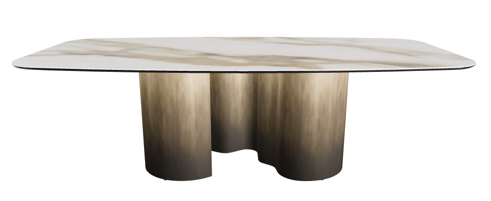 240x120x74h Barrel Shaped_Matt Borghini Calacatta_Oxy Brass