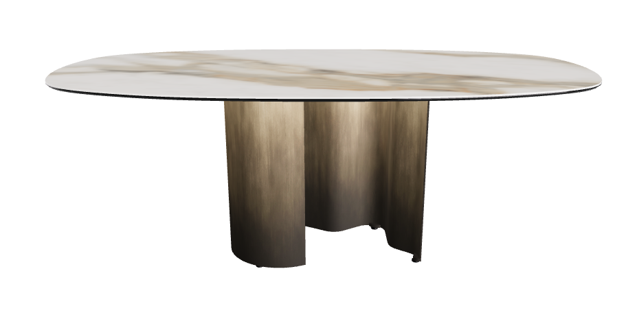 200x100x74h Bisuit Shaped_Matt Borghini Calacatta_Oxy Brass