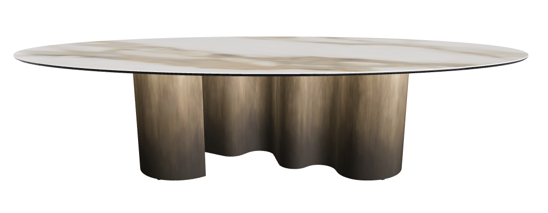 300x150x74h Oval Shaped_Matt Borghini Calacatta_Oxy Brass