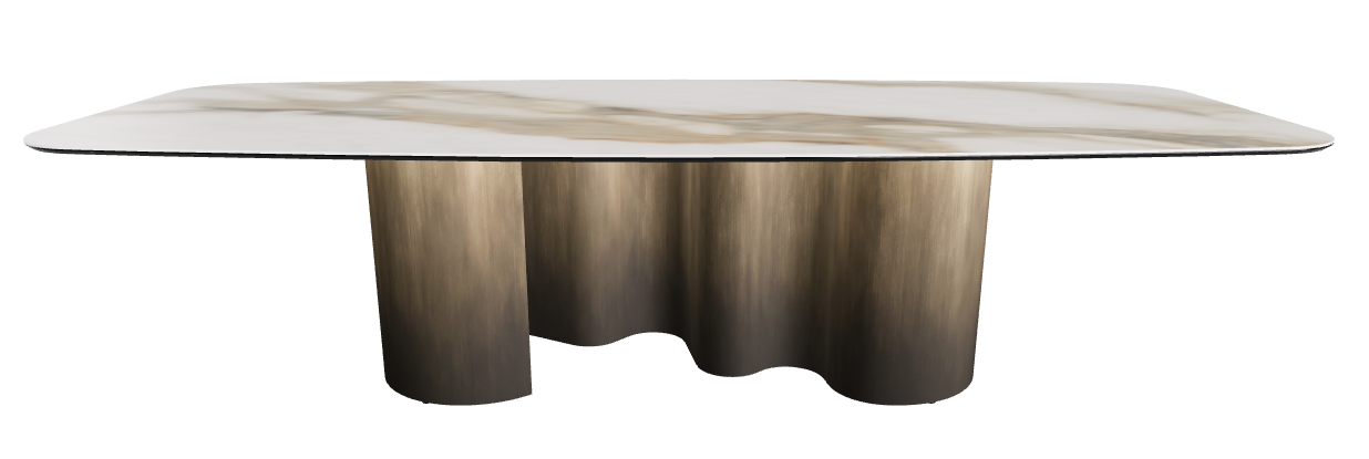 300x120x74h Barrel Shaped_Matt Borghini Calacatta_Oxy Brass