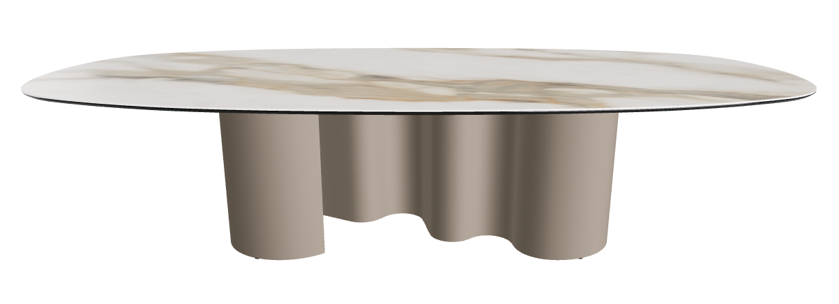 300x150x74h Biscuit Shaped_Matt Borghini Calacatta_Titanium Embossed