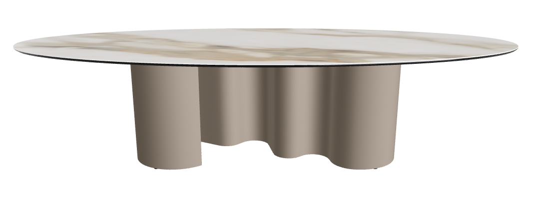 300x150x74h Oval Shaped_Matt Borghini Calacatta_Titanium Embossed