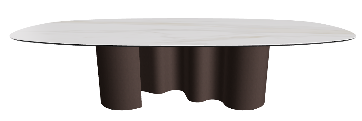 300x150x74h Biscuit Shaped_Matt Golden Calacatta_Bronze Embossed