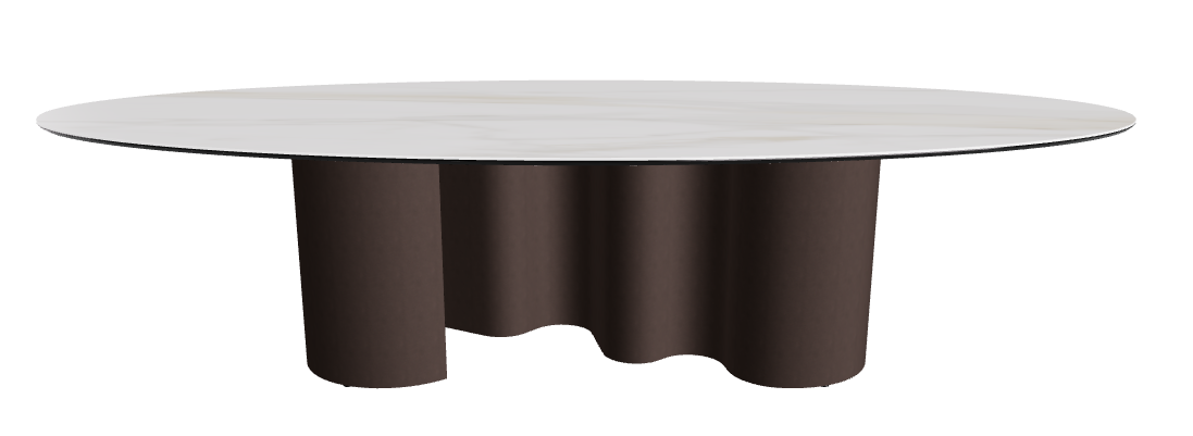 300x150x74h Oval Shaped_Matt Golden Calacatta_Bronze Embossed