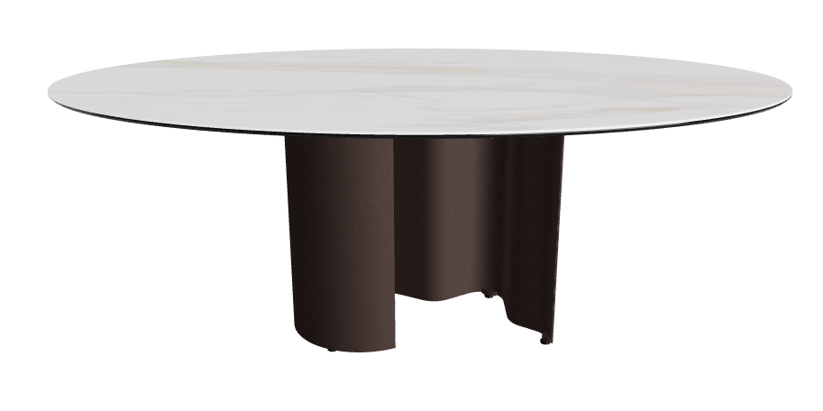 200x120x74h Oval Shaped_Matt Golden Calacatta_Bronze Embossed