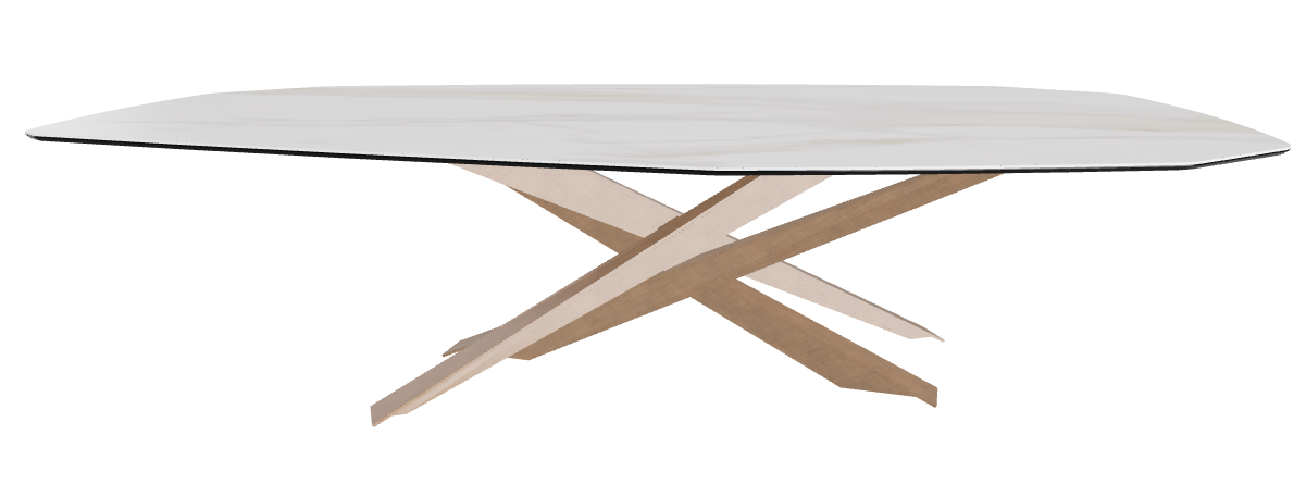 300x130x74.5h Polygon Shaped_Matt Golden Calacatta_Brushed Bronze